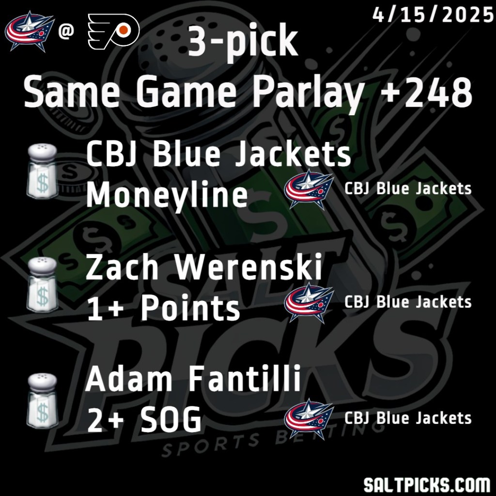 3 pick NHL Same Game Parlay&nbsp;+248